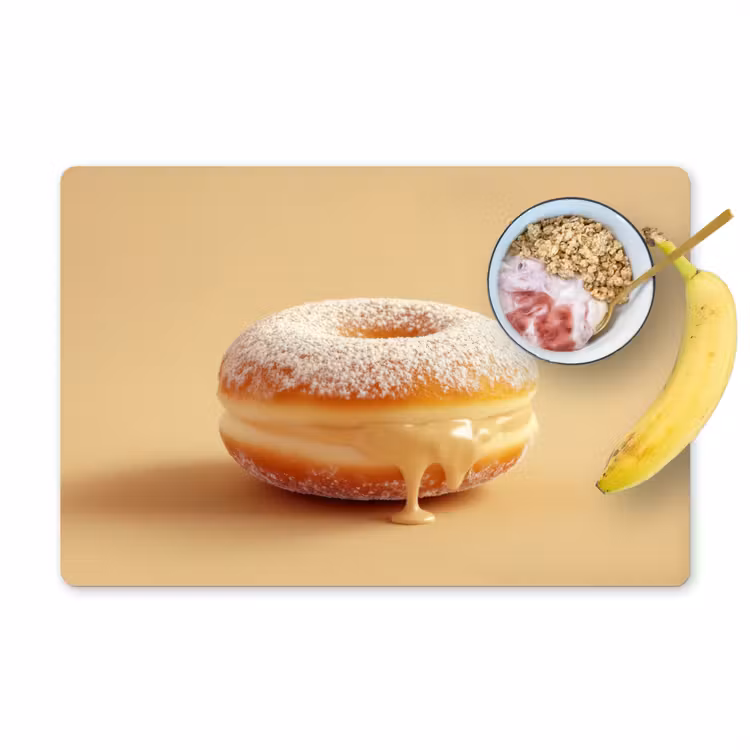Donut - Romig - Poedersuiker - Beige Placemat vinyl groot -zzzproduct_Kitchenyeah-website