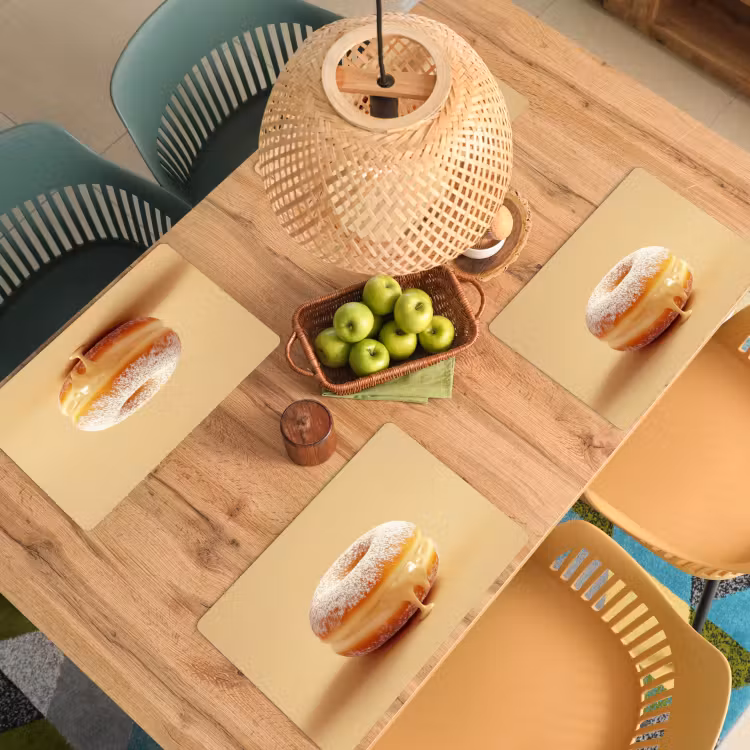 Donut - Romig - Poedersuiker - Beige Placemat vinyl groot -zzsfeer5_Kitchenyeah-website