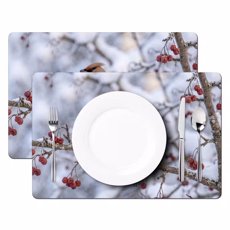 Pestvogel - Bessen - Winter - Natuur Placemat vinyl groot -zzsfeer2_Kitchenyeah-website