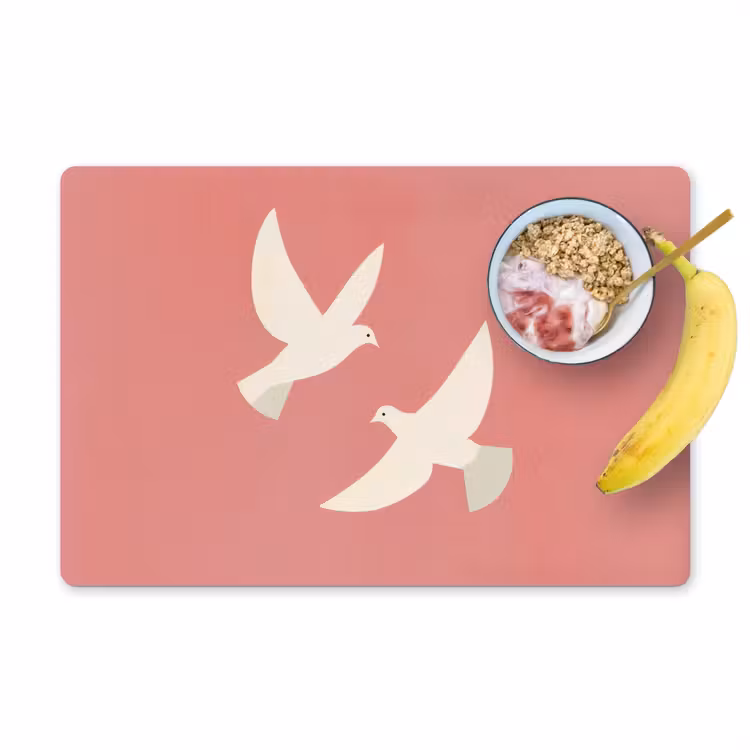 Duiven - Wit - Sierlijk Placemat vinyl groot -zzzproduct_Kitchenyeah-website