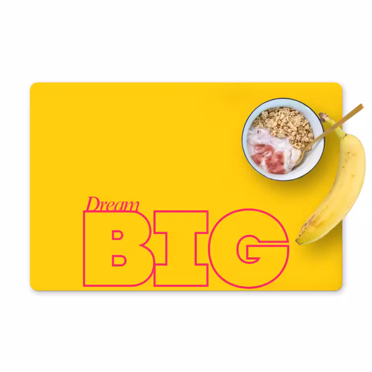 Dream big - Geel - Grafisch Placemat vinyl groot -zzzproduct_Kitchenyeah-website
