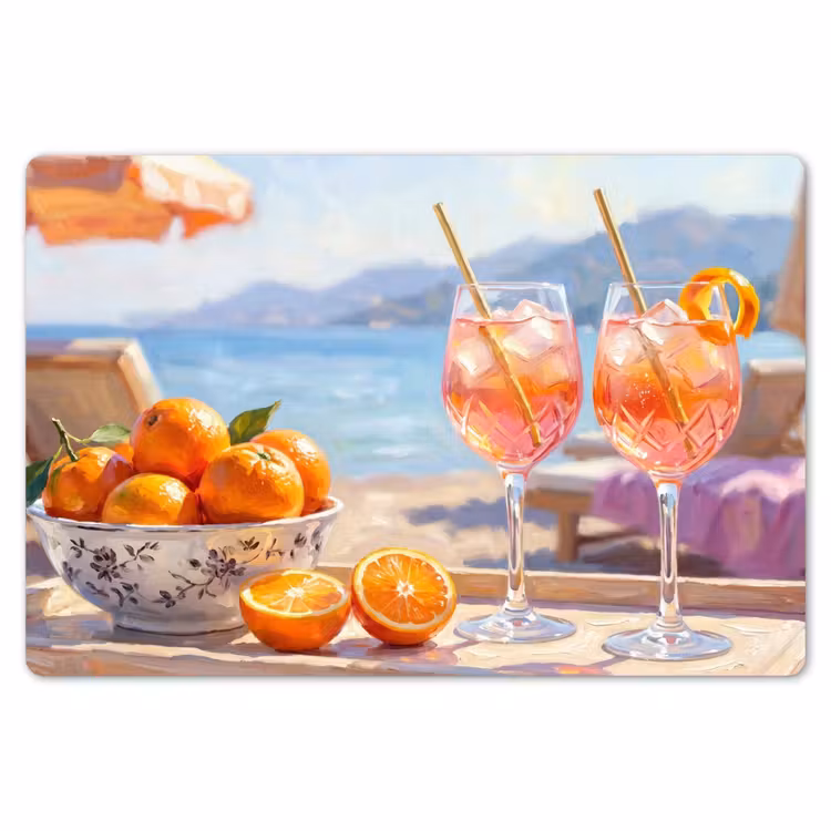 Drank - Glazen - Strand - Zomer - Oranje Placemat vinyl groot -zzsfeer1_Kitchenyeah-website