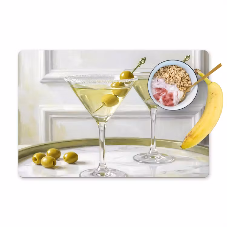 Drank - Martini - Olijven - Modern - Wit Placemat vinyl groot -zzzproduct_Kitchenyeah-website