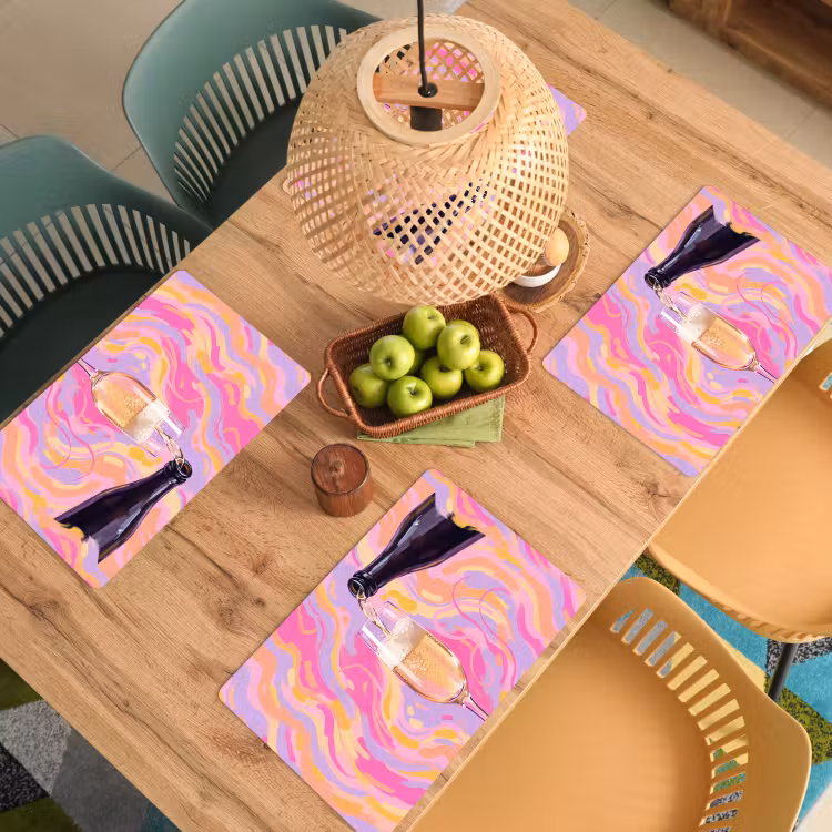 Drank - Inschenken - Feest - Abstract - Roze Placemat vinyl groot -zzsfeer5_Kitchenyeah-website