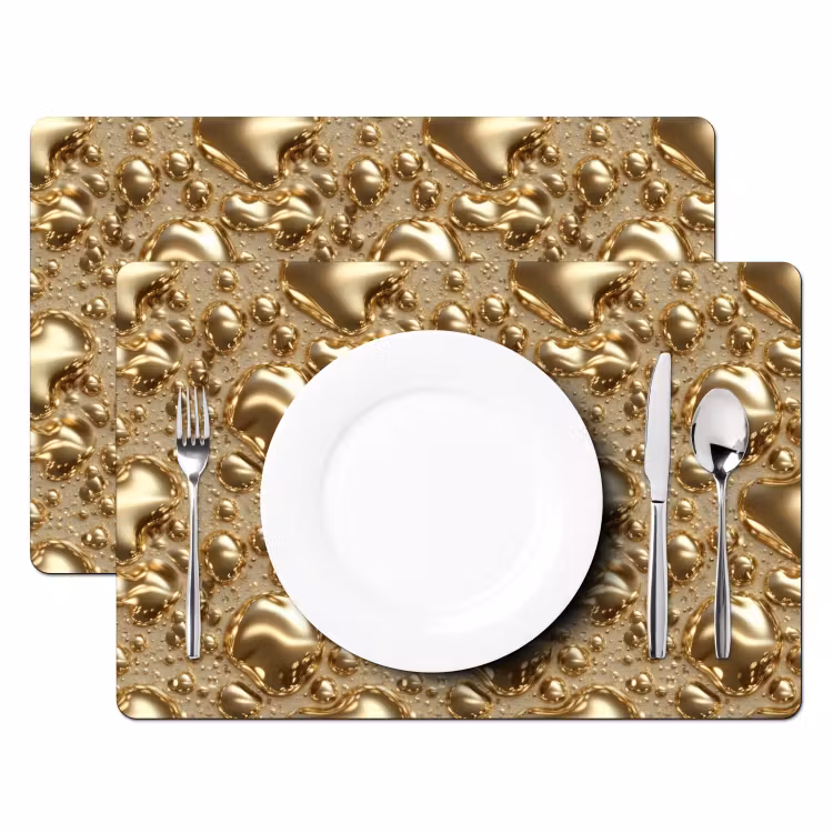Druppels - Organisch - Goud Placemat vinyl groot 368 -zzsfeer2_Kitchenyeah-website