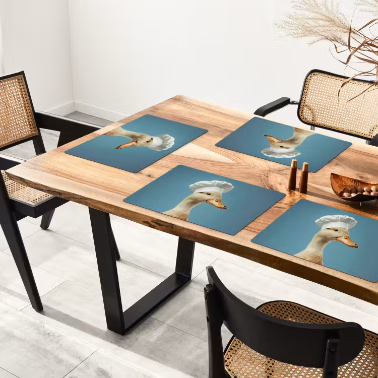 Eend - Koksmuts - Cute - Vogel Placemat vinyl groot -zzsfeer4_Kitchenyeah-website