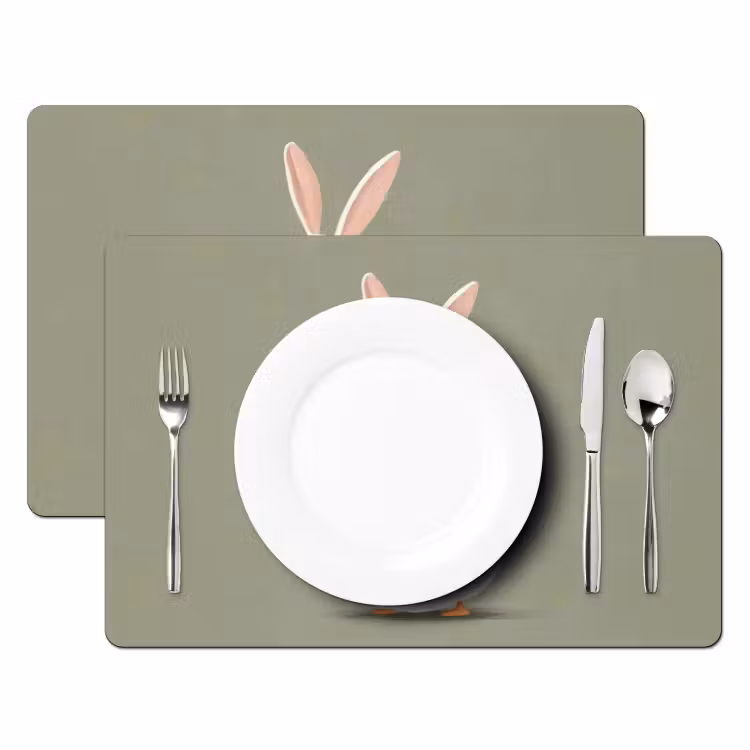 Eend - Konijnoren - Grijs Placemat vinyl groot -zzsfeer2_Kitchenyeah-website