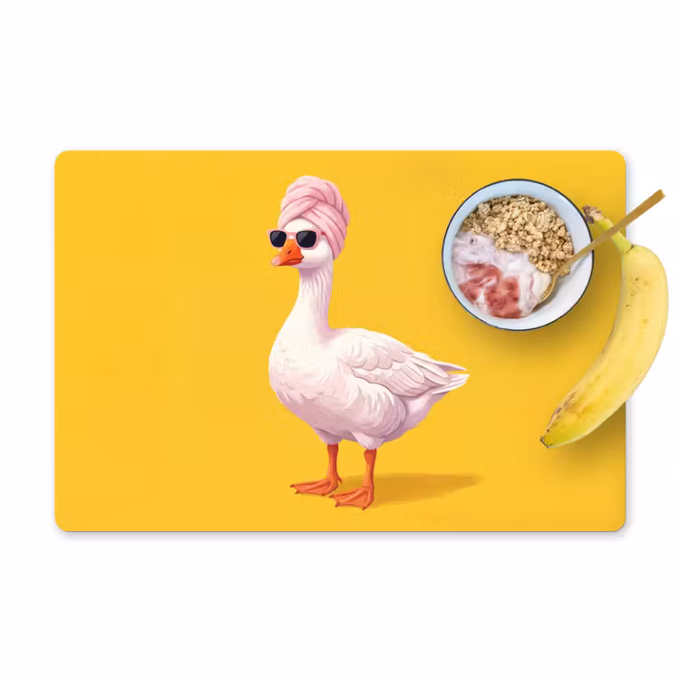 Eend - Zonnebril - Geel Placemat vinyl groot -zzzproduct_Kitchenyeah-website