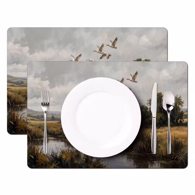 Eenden - Rivier - Landschap - Vlucht - Nostalgisch Placemat vinyl groot -zzsfeer2_Kitchenyeah-website