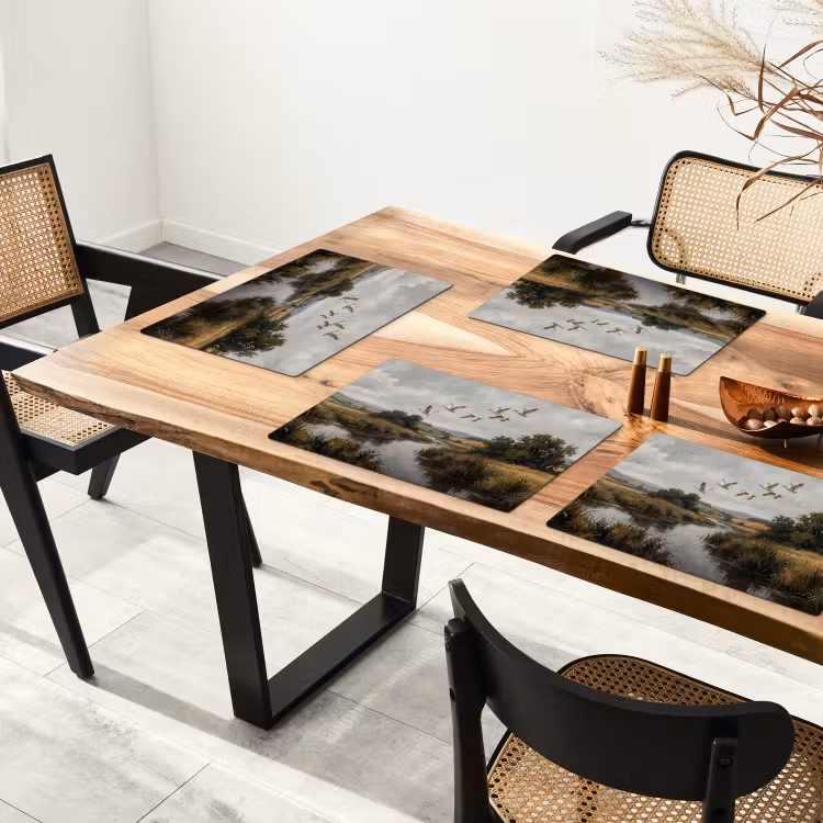 Eenden - Rivier - Landschap - Vlucht - Nostalgisch Placemat vinyl groot -zzsfeer4_Kitchenyeah-website