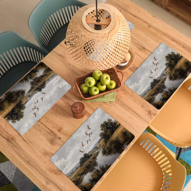 Eenden - Rivier - Landschap - Vlucht - Nostalgisch Placemat vinyl groot -zzsfeer5_Kitchenyeah-website