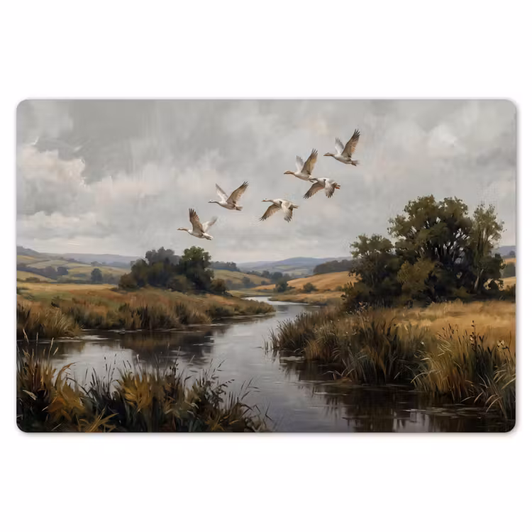 Eenden - Rivier - Landschap - Vlucht - Nostalgisch Placemat vinyl groot -zzsfeer1_Kitchenyeah-website