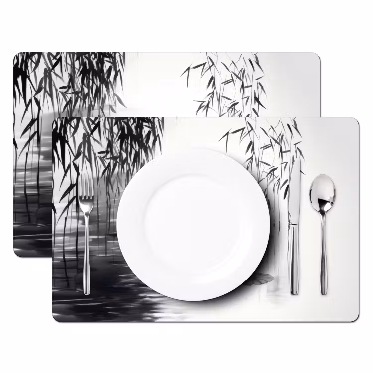 Eenden - Waterlelies - Riet - Zwart Placemat vinyl groot -zzsfeer2_Kitchenyeah-website
