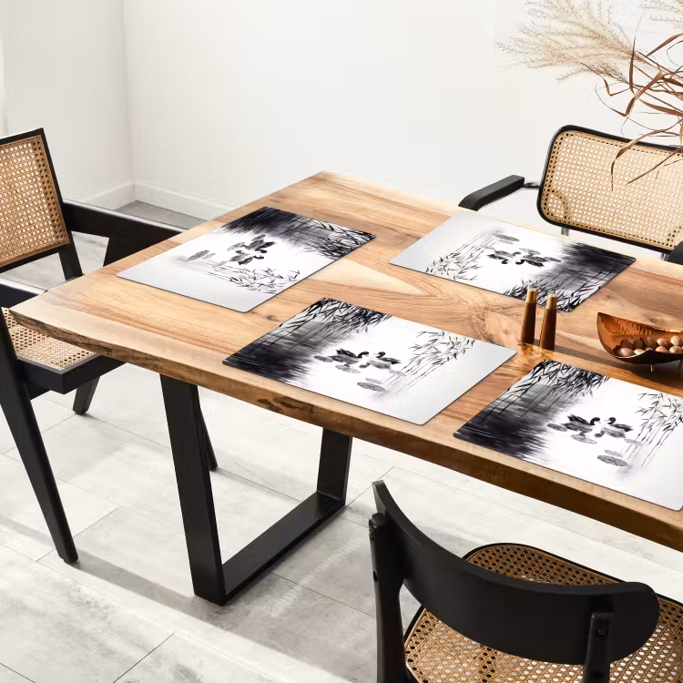 Eenden - Waterlelies - Riet - Zwart Placemat vinyl groot -zzsfeer4_Kitchenyeah-website
