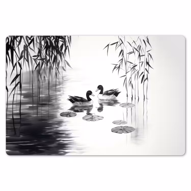 Eenden - Waterlelies - Riet - Zwart Placemat vinyl groot -zzsfeer1_Kitchenyeah-website