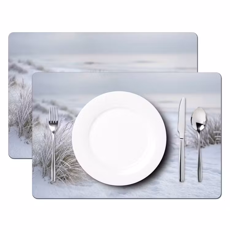 Duinen - Sneeuw - Strand - Winter - Serene Placemat vinyl groot -zzsfeer2_Kitchenyeah-website