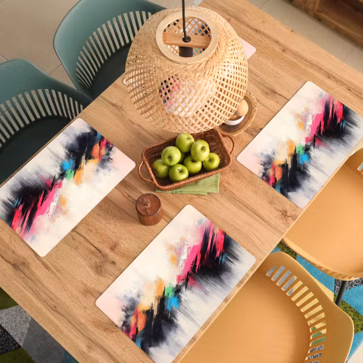 Dynamisch - Abstract - Kleurrijk - Zwart Placemat vinyl groot -zzsfeer5_Kitchenyeah-website