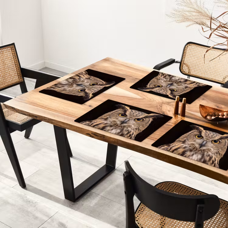 Oehoe - Uil - Portret - Bruin Placemat vinyl groot -zzsfeer4_Kitchenyeah-website