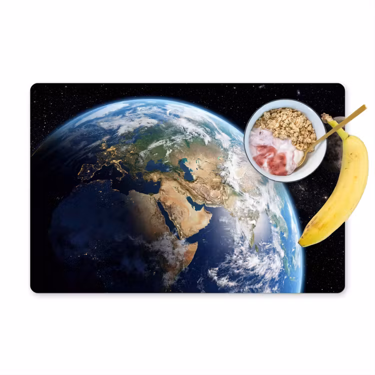 Aarde - Ruimte - Blauw - Groen Placemat vinyl groot -zzzproduct_Kitchenyeah-website