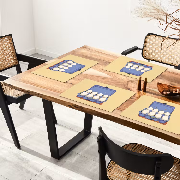 Eieren - Doos - Minimalistisch - Blauw Placemat vinyl groot -zzsfeer4_Kitchenyeah-website