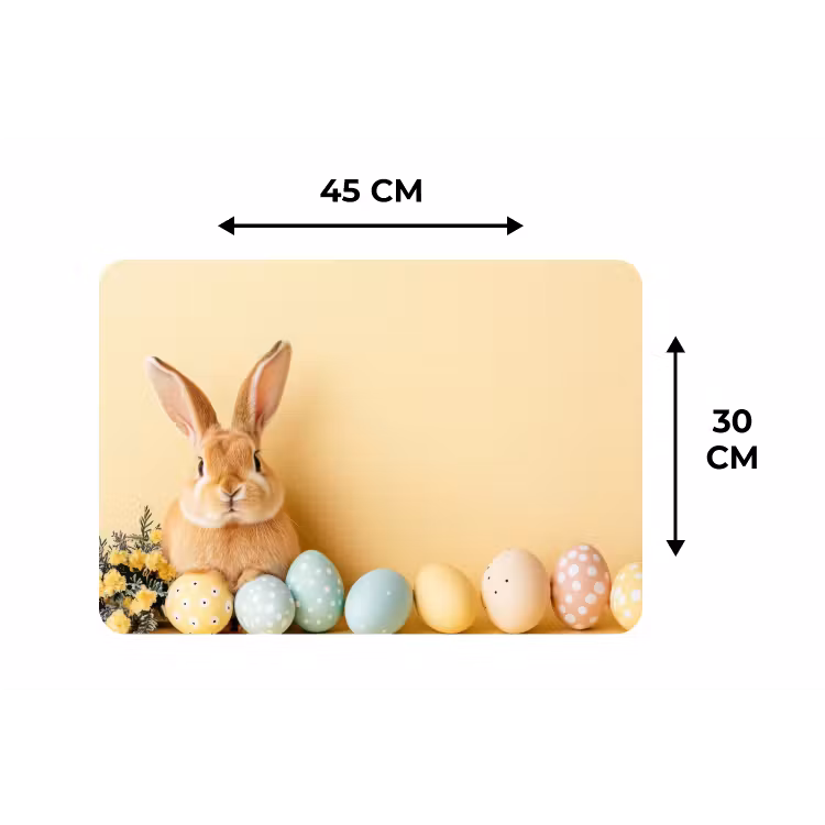 Eieren -  Konijn - Pasteltinten Placemat vinyl groot -specs