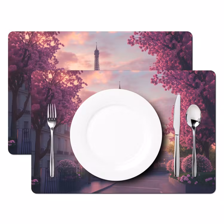 Eiffeltoren - Parijs - Roze Placemat vinyl groot -zzsfeer2_Kitchenyeah-website