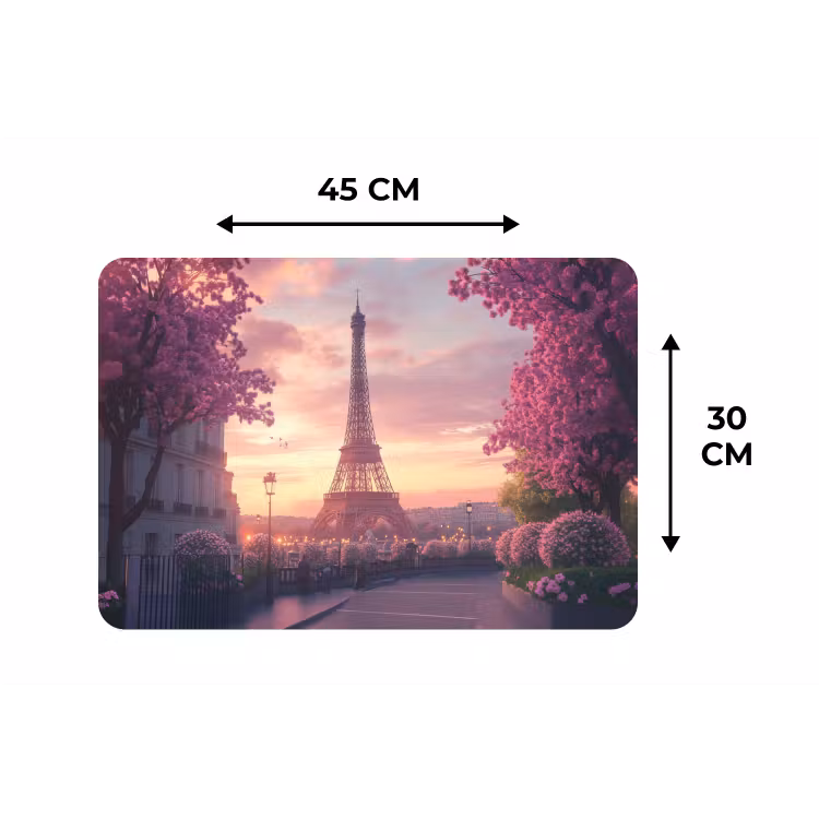 Eiffeltoren - Parijs - Roze Placemat vinyl groot -specs