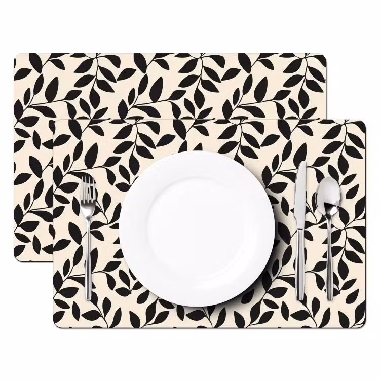 Elegant - Patroon - Zwart - Beige Placemat vinyl groot 368 -zzsfeer2_Kitchenyeah-website