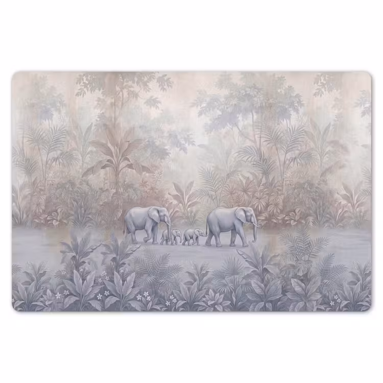 Olifant - Familie - Jungle - Illustratie - Grijs Placemat vinyl groot -zzsfeer1_Kitchenyeah-website