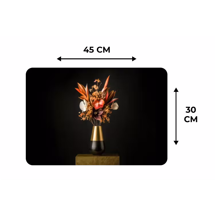 Exotisch - Boeket - Vaas - Goud Placemat vinyl groot -specs