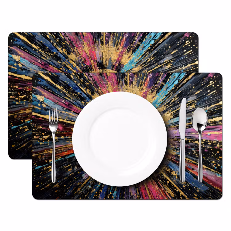 Explosie - Goud - Kleurrijk - Abstract Placemat vinyl groot -zzsfeer2_Kitchenyeah-website