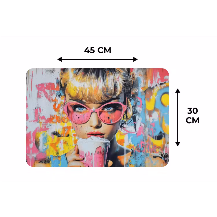 Expressief - Milkshake - Vrouw - Felle kleuren Placemat vinyl groot -specs