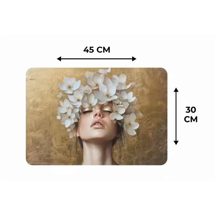 Gezicht - Bloemen - Goud - Abstract Placemat vinyl groot -specs