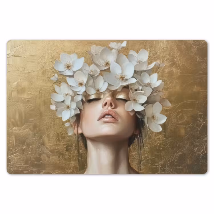 Gezicht - Bloemen - Goud - Abstract Placemat vinyl groot -zzsfeer1_Kitchenyeah-website