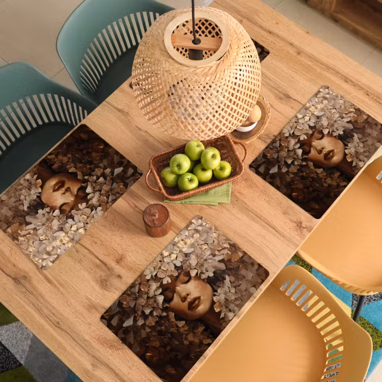 Gezicht - Vrouwe - Bladeren - Penseelstreken Placemat vinyl groot -zzsfeer5_Kitchenyeah-website