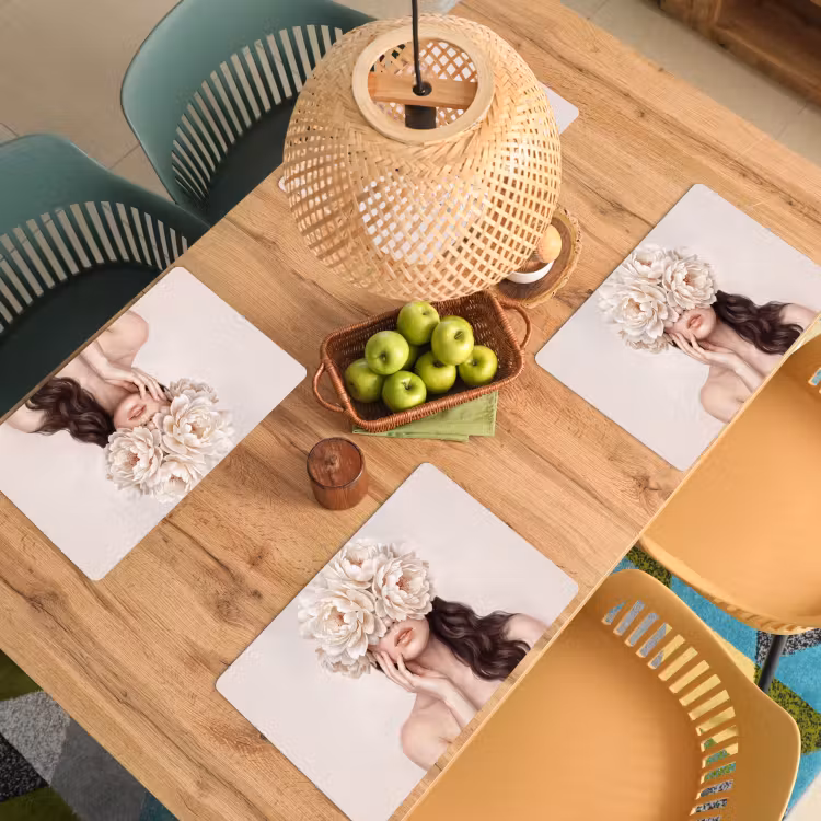 Gezicht - Pioenrozen - Crème Placemat vinyl groot -zzsfeer5_Kitchenyeah-website