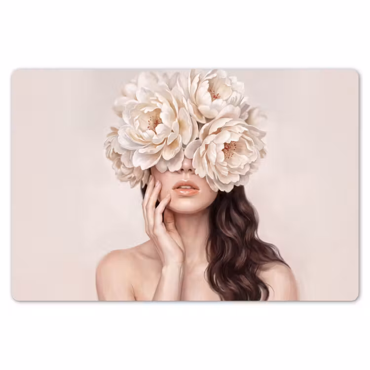 Gezicht - Pioenrozen - Crème Placemat vinyl groot -zzsfeer1_Kitchenyeah-website