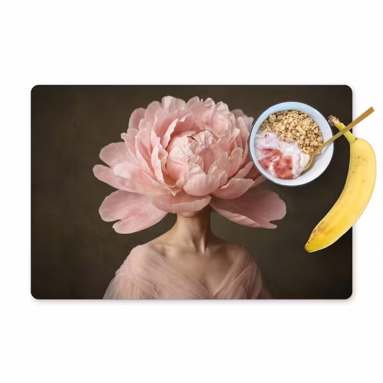 Gezicht - Roos - Roze Placemat vinyl groot -zzzproduct_Kitchenyeah-website