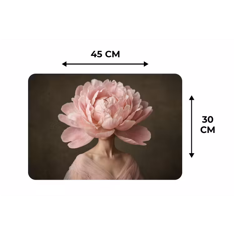 Gezicht - Roos - Roze Placemat vinyl groot -specs
