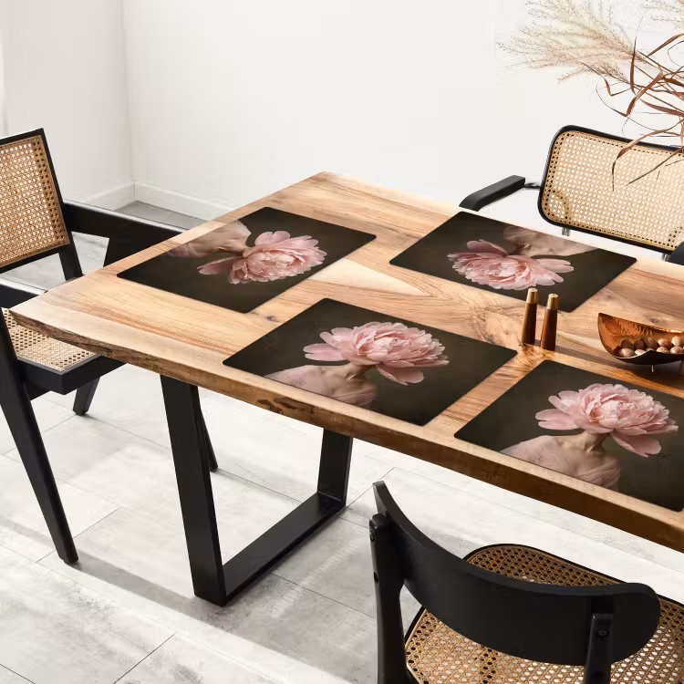 Gezicht - Roos - Roze Placemat vinyl groot -zzsfeer4_Kitchenyeah-website