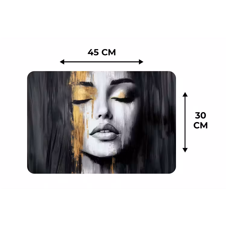 Gezicht - Vrouw - Penseelstreken - Abstract Placemat vinyl groot -specs