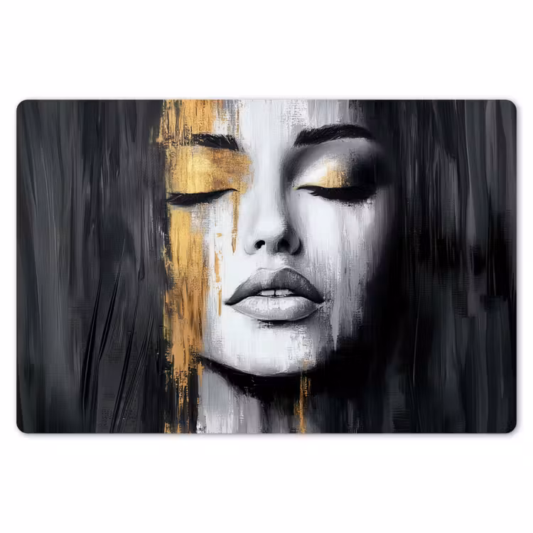 Gezicht - Vrouw - Penseelstreken - Abstract Placemat vinyl groot -zzsfeer1_Kitchenyeah-website