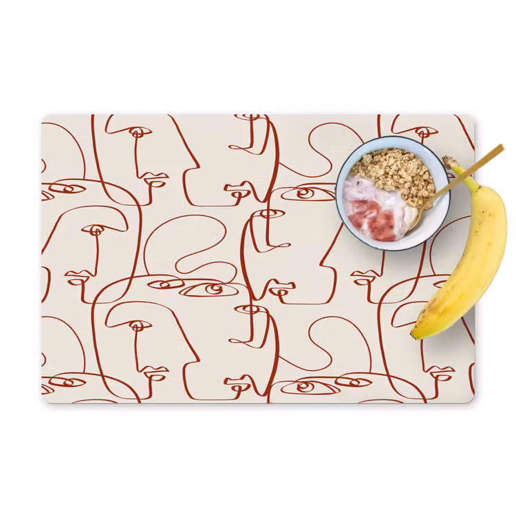 Gezichten - Abstract - Rood - Beige Placemat vinyl groot 368 -zzzproduct_Kitchenyeah-website