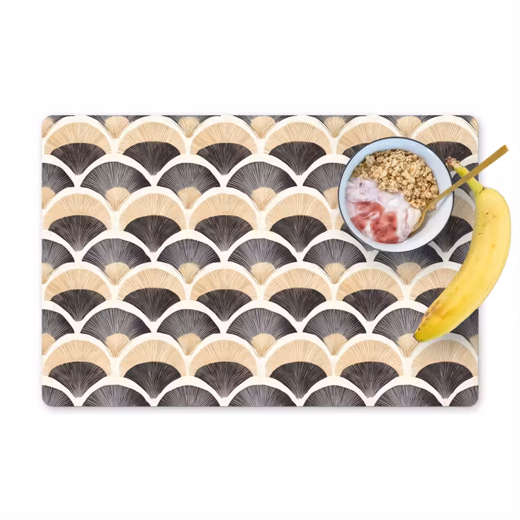 Waaier - Patroon - Zwart - Beige Placemat vinyl groot 368 -zzzproduct_Kitchenyeah-website