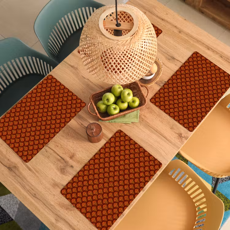 Waaiers - Art Deco - Botanisch - Roestbruin - Oranje Placemat vinyl groot 368 -zzsfeer5_Kitchenyeah-website