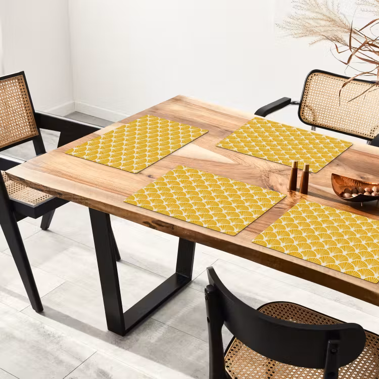 Waaiers - Art Deco - Retro - Okergeel Placemat vinyl groot 368 -zzsfeer4_Kitchenyeah-website