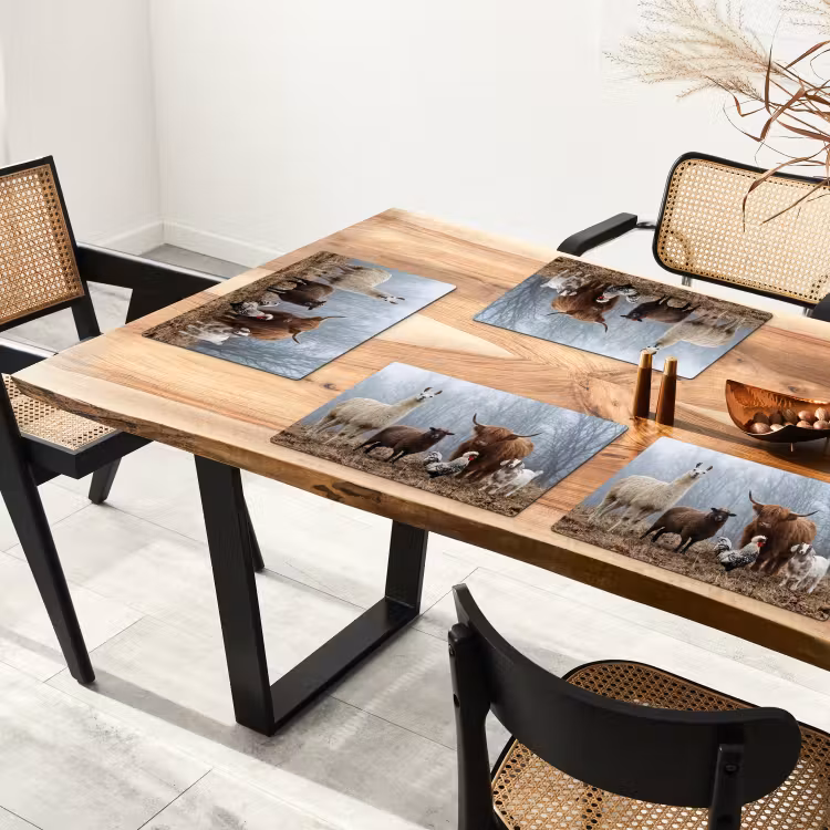Boerderijdieren - Groep - Mist - Natuur - Rustiek Placemat vinyl groot -zzsfeer4_Kitchenyeah-website
