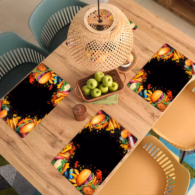 Fastfood - Graffiti - Hamburger - Eten - Modern Placemat vinyl groot -zzsfeer5_Kitchenyeah-website