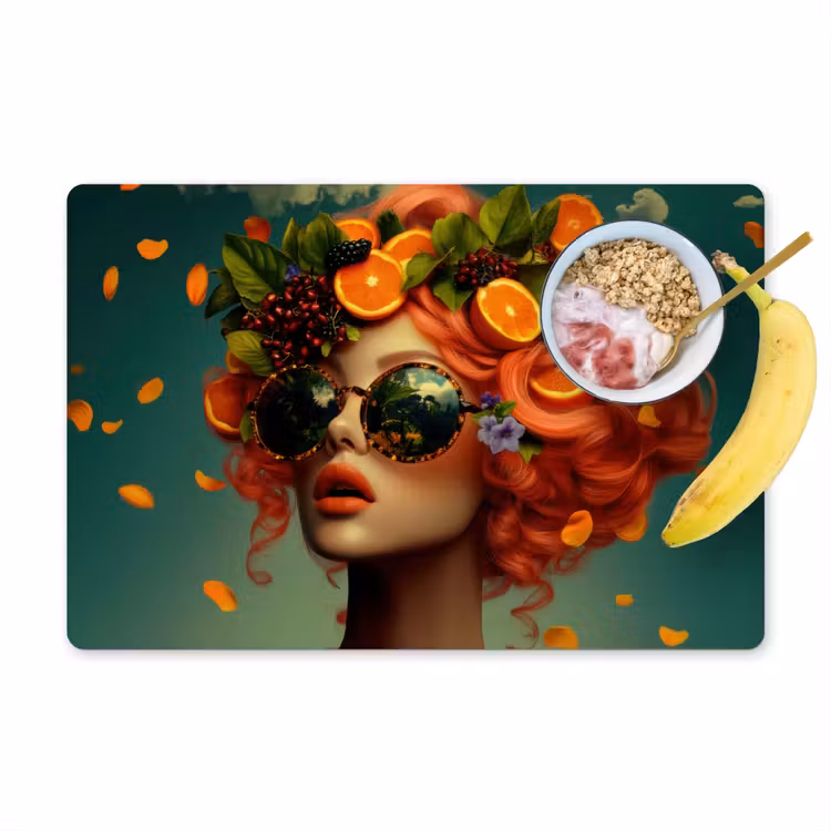 Vrouw - Sinaasappel - Bessen - Oranje Placemat vinyl groot -zzzproduct_Kitchenyeah-website