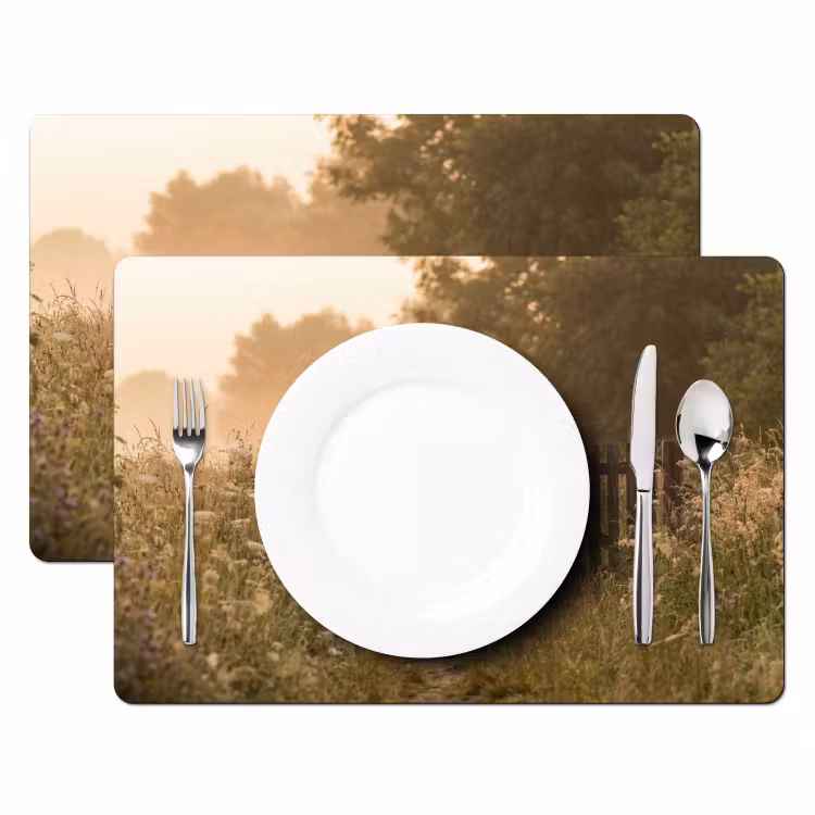 Hek - Natuur - Mist - Veld Placemat vinyl groot -zzsfeer2_Kitchenyeah-website